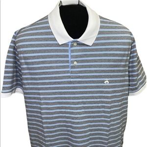 NWT Brooks Brothers Mens SS Striped Polo XL Grey Blue White